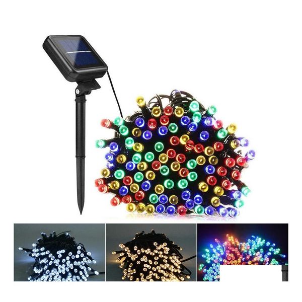 Led-Saiten 7M 12M 22M Solar Lampen String Lichter 100/200 Leds Outdoor Fee Urlaub Weihnachten Party Girlanden rasen Garten Drop Liefern Ot6V1