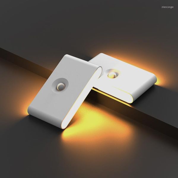 Luci notturne Luce di induzione intelligente con interruttore USB Sensore di movimento ricaricabile Camera da letto a LED magnetico wireless