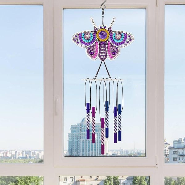 Декоративные фигурки наборы для рисования бриллиантов 5D Wind Chimes Вышивая картина картины с полным бурным набором для взрослых или детей красочный домашний декор