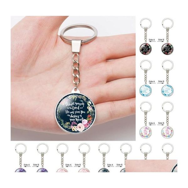 Schlüsselanhänger Bibel Runde Religion Rosenkranz Schlüsselanhänger Mode Tasche Charm Anhänger Schlüsselanhänger Schmuck für Frauen 17 Stile DHS P377FA Drop Deliver Dhalv