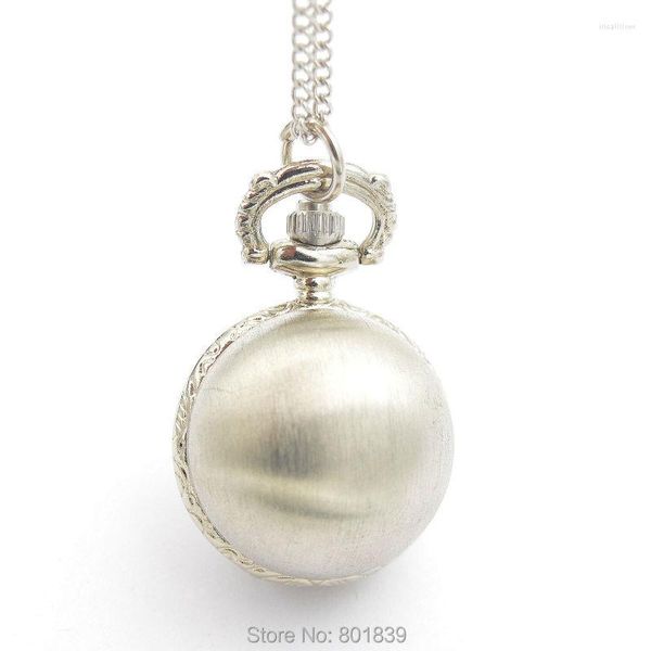 Pocket Watches Luxury Silver Tone Caso Ball Design Quartz Womens Ladies Girls Charclace Watch Watch Nice Xmas Preço por atacado H029