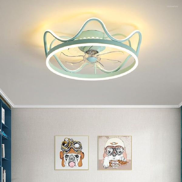 Modern Kids Kids Bedroom Decor de teto LED Fan Lâmpada de jantar Fãs de sala de jantar com luzes Lâmpadas de controle remoto para viver