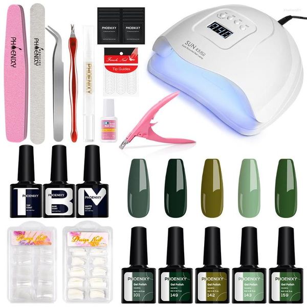 Kits de arte unhas Profissional Mergulhe o kit de polimento de gel com lâmpada de lâmpada LED Diy Base Top Matte Coat Semi-Permanente Varnish Manicure Ferramentas Conjunto