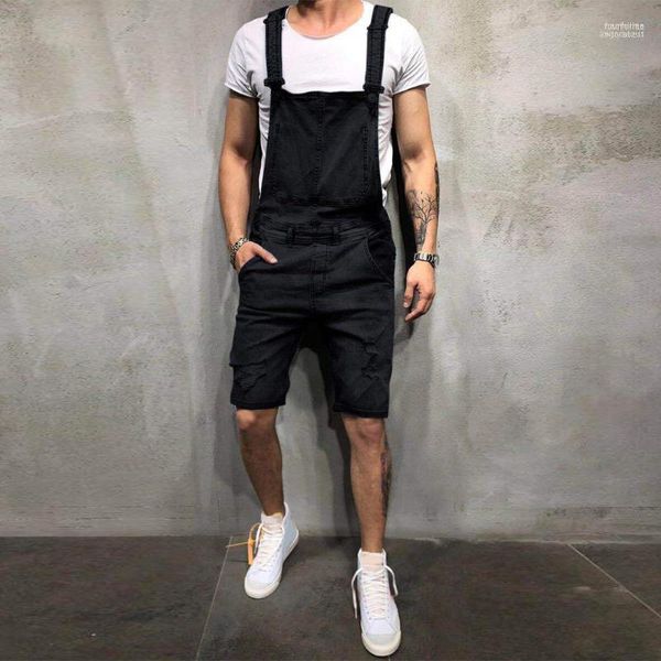 Männer Jeans Schwarz / Blau Männer Ripped 2023 Sommer Loch Shorts Lätzchen Hosen Lässige Overalls Für Tägliche Homme S-3XL D301 Naom22