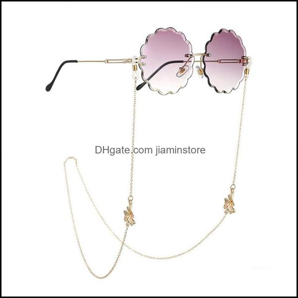 Brillenketten Mode Gold Metall Blume Lesebrillenkette Sonnenbrille Brillen Kordelhalter Riemen Seil Hängender Hals Rutschfest Ey Otypf