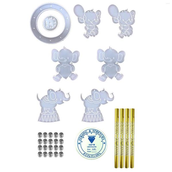 Figurine decorative Elefante Campanelli eolici Stampi in resina Silicone per colata epossidica Arazzi Kit di stampaggio campanelli eolici
