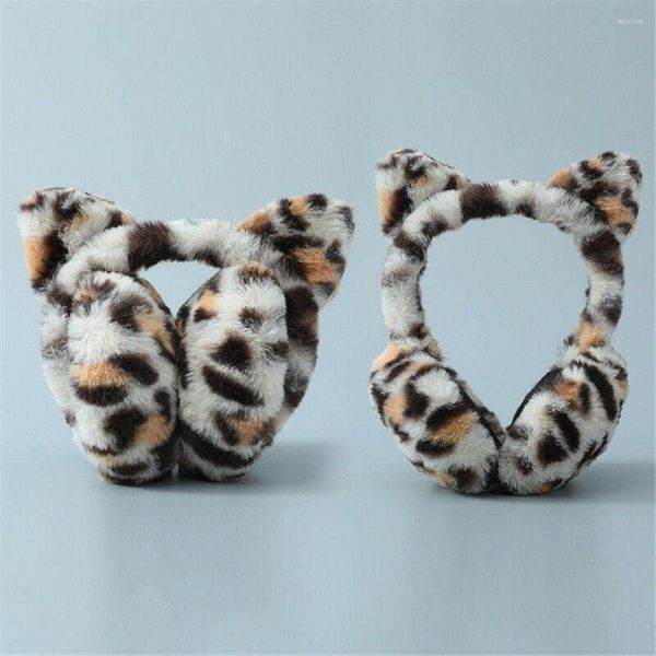 Berets Leopard Print Ушные муфты наушники мягкие теплые женщины зимние европейские и американские стиль плюшевые милые складывание