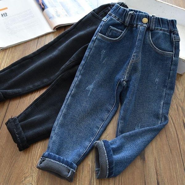 Jeans per bambini, primavera e autunno, caldi, comodi, alla moda, morbidi, in velluto, che indossano pantaloni