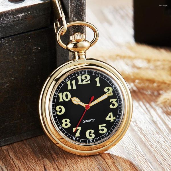 Taschenuhren Mode Gold Silber Uhr Männer Frauen Quarz Große Ziffer Zifferblatt FOB Kette Anhänger Steampunk Uhr