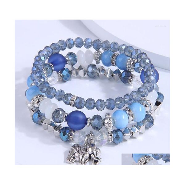 Perlenstrang Vintage Kristall Tier Charm Armbänder Set Frauen Mtilayer Böhmen Armband Colorf Glasperlen Schmuck Bijoux Drop Deliv Dhhqj