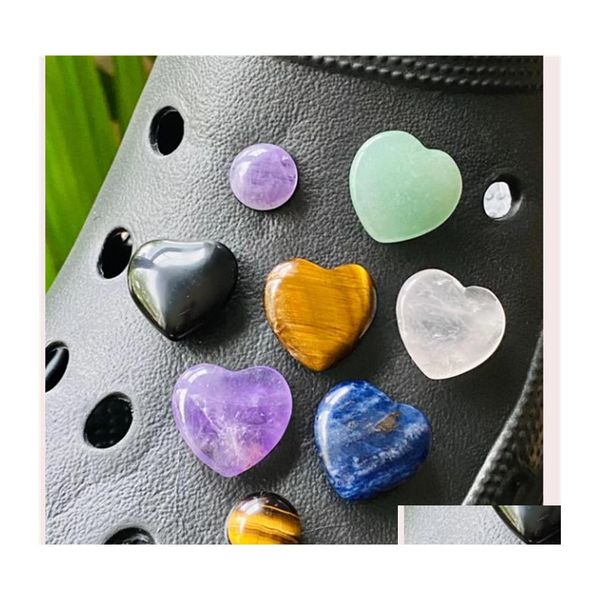 Acessórios para peças de sapatos Crystal Heart Stones Croc Charms Hearts para tesouros piratas cores variadas Tabela de preenchimento de gemas plásticas dhyxe