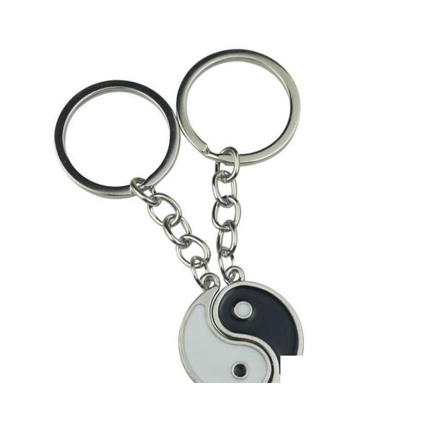 Keychains Bedanyards vintage elementos chineses de Yin Yang Taiji Bagua Casal Keychain para Keys Chave de Carro Pingente de Anel de Moda Al Otgzy