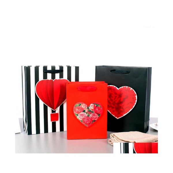 Confezione regalo Sacchetti di carta per San Valentino con cuori grandi / palloncini che tengono regali per mostrare cura Love1 Drop Delivery Home Garden Dhz5P