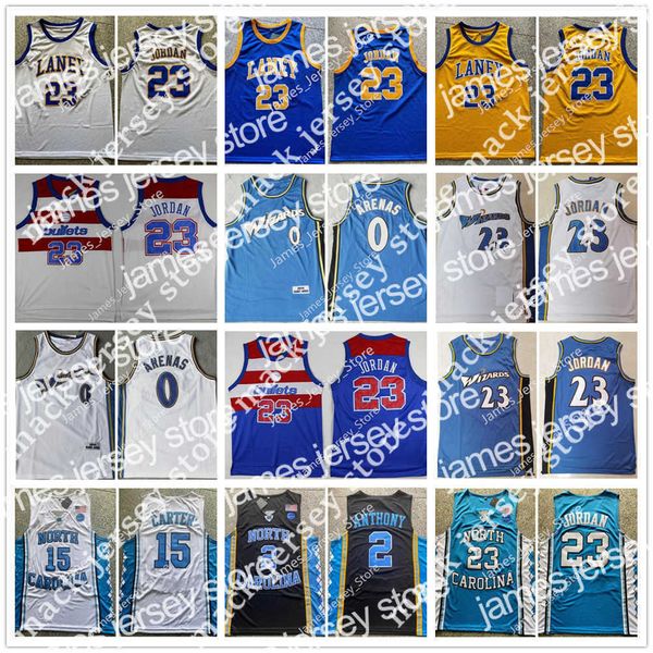 College-Basketball trägt Jahrgang 2003-2004 Gilbert Arenas Stitched Bullets Basketball-Trikots Michael 23 Jorden Blau-Weiß-Hemden NCAA North