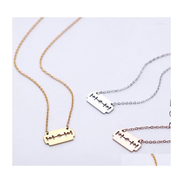 Подвесные ожерелья Razor Blade Punk Style Men Mensing Steel Link Chain Gold/Sliver/Rose Gold Develerry Drop Delive Penda Dhd8f