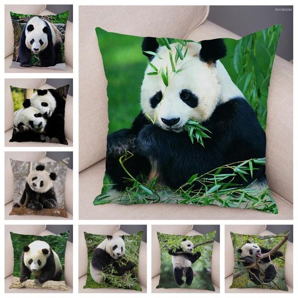 Cuscino Lovely Panda Stampato Cover per divano Home Car Decor Cute Wild Animal Federa Soft Short Plush Case 45 45cm