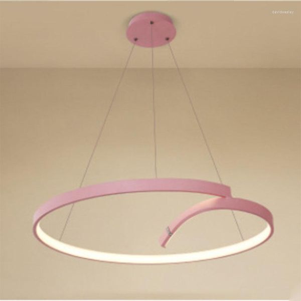 Lâmpadas pendentes alegres casa moderna metal acrílico art déco redondo luzes brancas/rosa