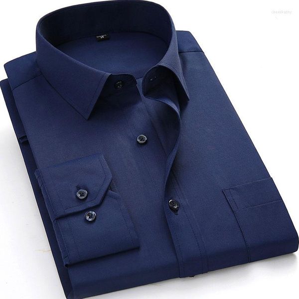 Herrenhemden Herrenhemd Langarm Schwarz Weiß Blau Klassisch Normale Passform Twill Mode Arbeit Business Sozial Smart Casual