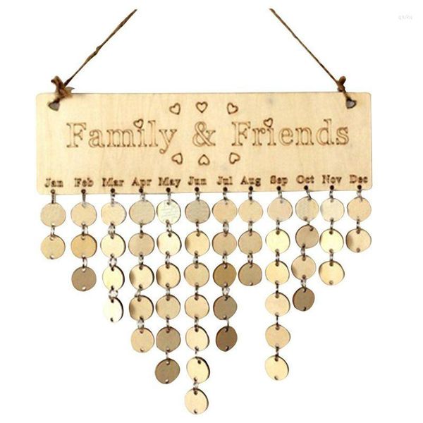 Decorazioni natalizie Big Deal FamilyFriends Calendario da appendere Tavola di legno Promemoria di compleanno Targa Decorazioni per la casa