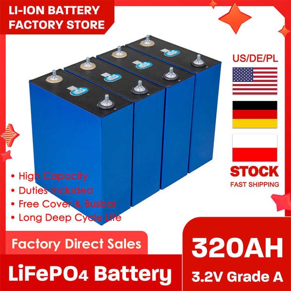 4–48 Stück 3,2 V Lifepo4 310 Ah 320 Ah Lifepo4-Zellen-Akku für Photovoltaik-Wohnmobil-Solarspeichersystem steuerfrei