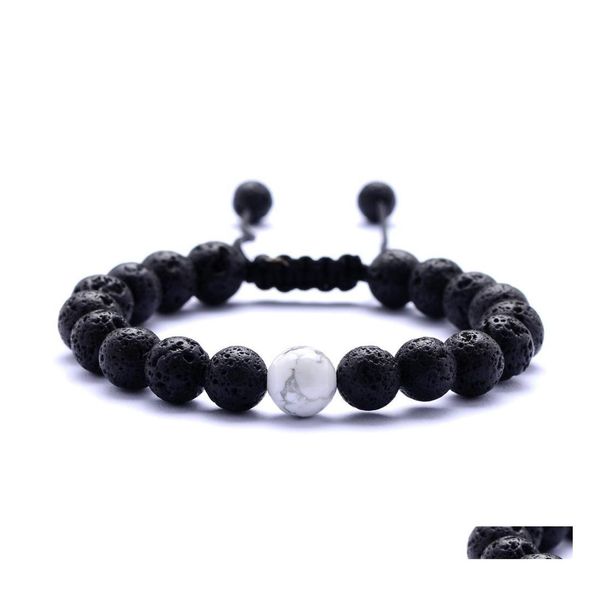 Arti e mestieri Bracciali intrecciati in pietra lavica nera turchese naturale Bracciale diffusore di oli essenziali per aromaterapia per donna Uomo Gioielli Dhdtl