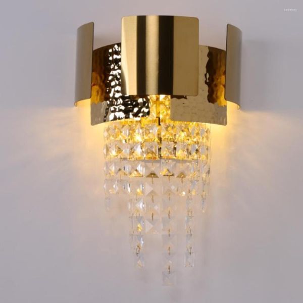 Lampada da parete Design Home LED Light El Hall Camera da letto Foyer Sconce Gold Clear Crystal Modern Villa Surface Mount