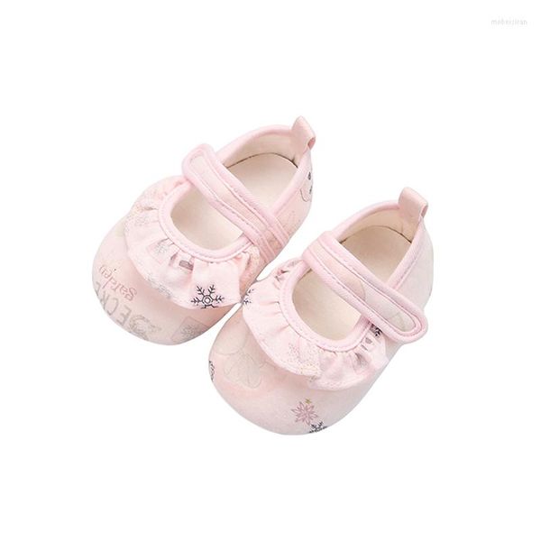 First Walkers Baby Girl Shoes Snowflake Print Anti-Slip Home Casual Kids Pantofole Princess Pink