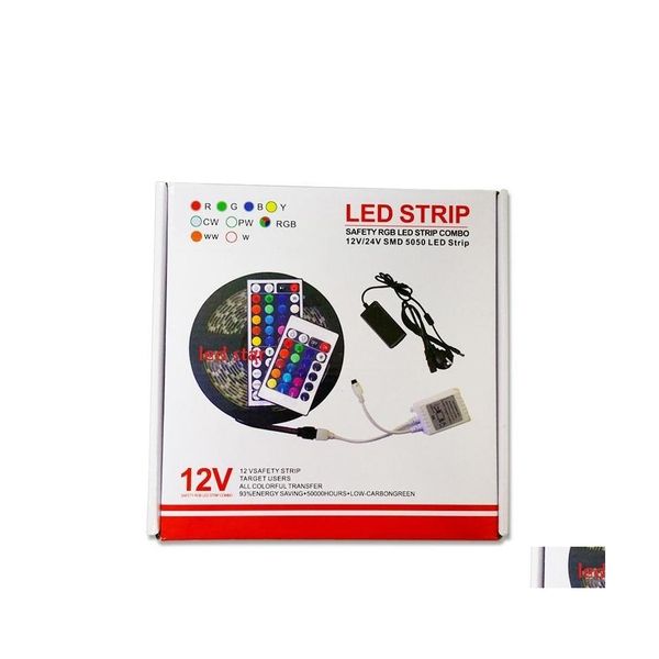 Tiras de LED Kit de luz RGB 5m 300LEDS SMD 5050 12V Impermeável Adicionar 44 KEYS Controlador Drivers de energia requintada Caixa de embalagem Drop Deliver