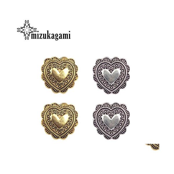 Takılar 4pcs/lot 20mm retro çinko alaşım tatlı küçük kalp altın concho düğmeleri DIY mücevher aksesuarları için kolye desen desen dhxwx