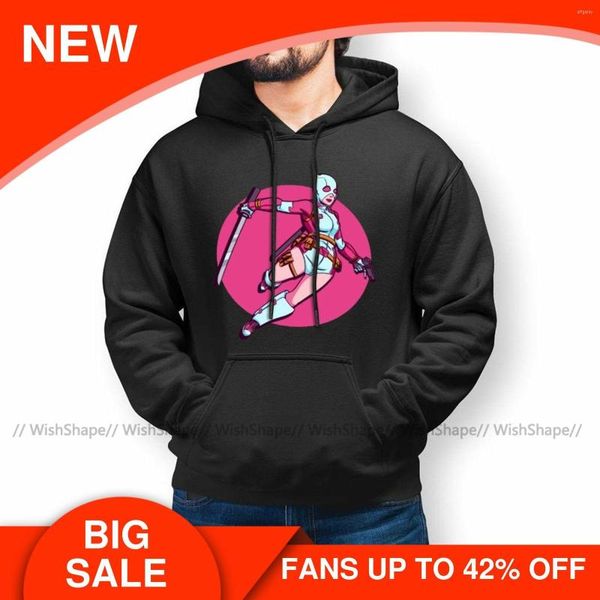 Hoodies masculinos elegantes gwenpool capuz de comprimento longo algodão de streetwear quente xxl