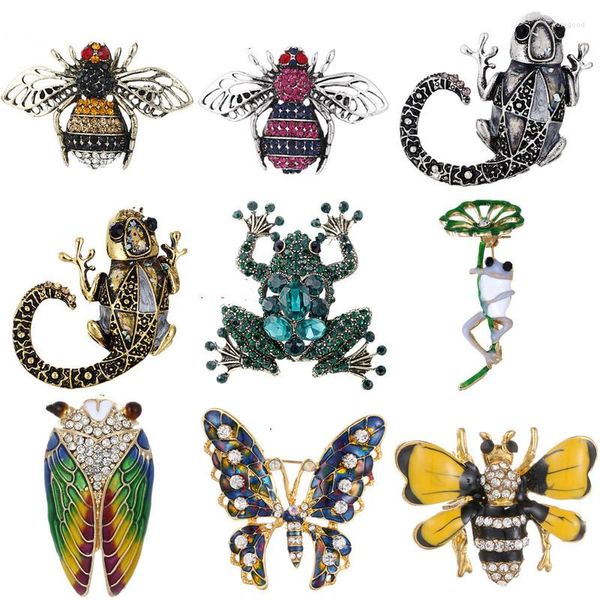 Broches de inseto de inseto de inseto Broche de broche de animais de abelha -lagarto de borboleta jóias de roupas de luxo para mulheres e homens acessórios
