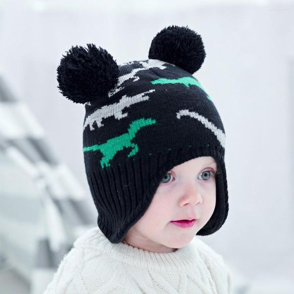 Beretti per bambini cappello invernale e guanti set a maglia berretto berretto berretto caldo dinosauro creativo in lana stampato per bambini guanto per bambini