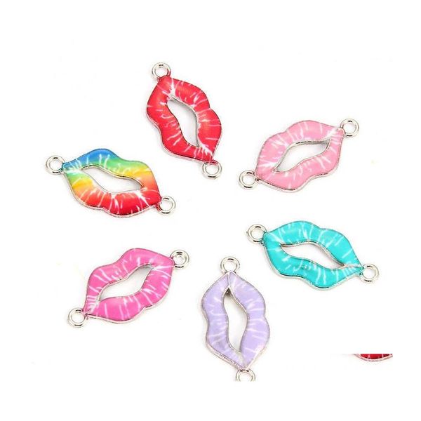 Charms 10pcs Lips Эмалевые сплавные браслеты разъемы для DIY Accessories Accessories Fashion Dewelry