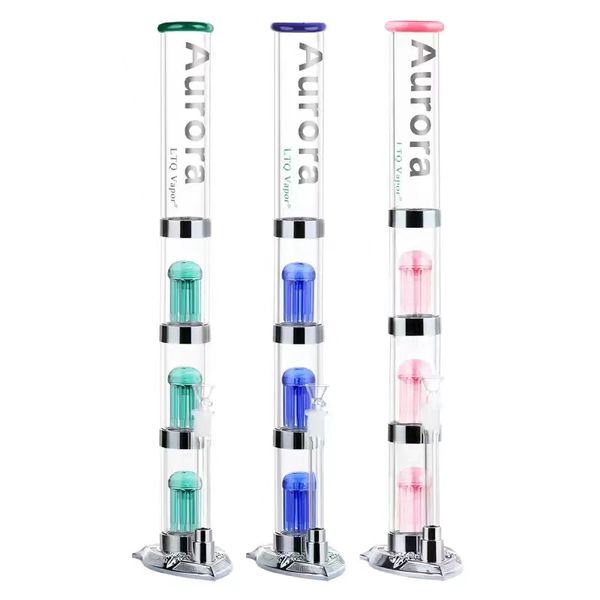Aurora LED-Licht-Wasserpfeife, abnehmbare Glas-Bong-Kits, Wasserpfeifen, Sillicon-Tabakpfeifen, 22 Zoll Höhe, für Rauchgeschäft, Rauchzubehör