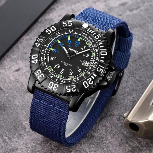 Armbanduhren SKMEI Nylon Herrenuhren Wasserdichte Quarz Outdoor Freizeit Sportuhr Militär Männliche Uhr Atmungsaktives Band