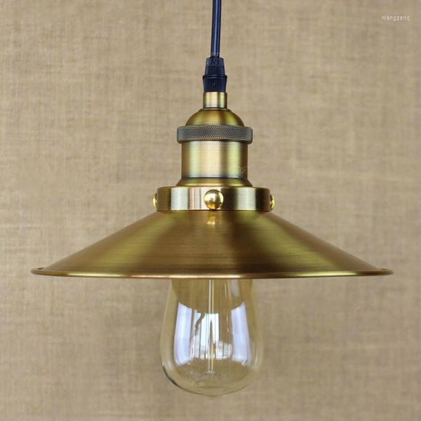 Lampade a sospensione Stile loft retrò Illuminazione industriale vintage Lampade Edison Paralume dorato Lampen Nordic