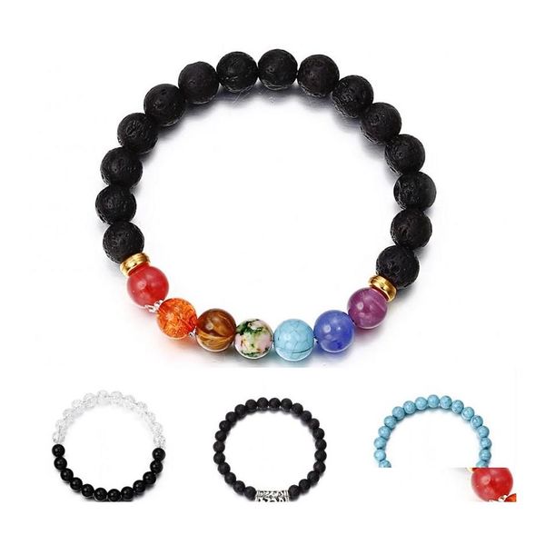 Braccialetti con ciondoli Moda Bracciale in pietra naturale Uomo Donna Gioielli Fatti a mano Bracciale con perline Yoga Energy Colorf Coppie M493A F Drop Deliv Dhjja