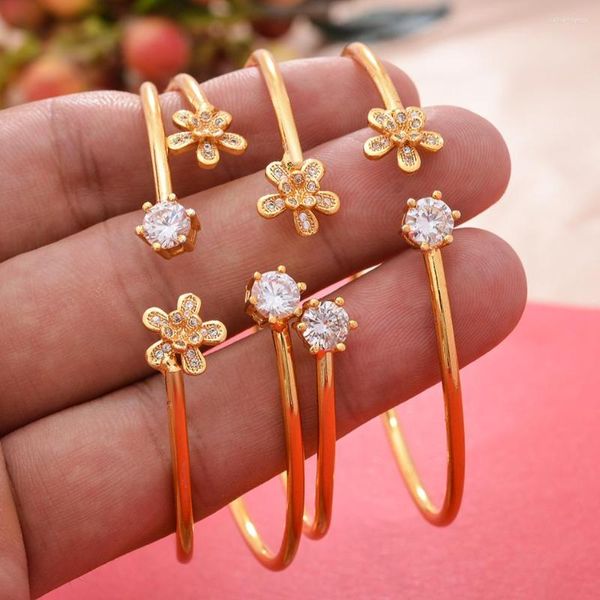 Pulseira 4pcs Bulbões de manguito de cor de ouro para mulheres Etiópia africana dubai braceletbangles Party wedding jewerly presentes