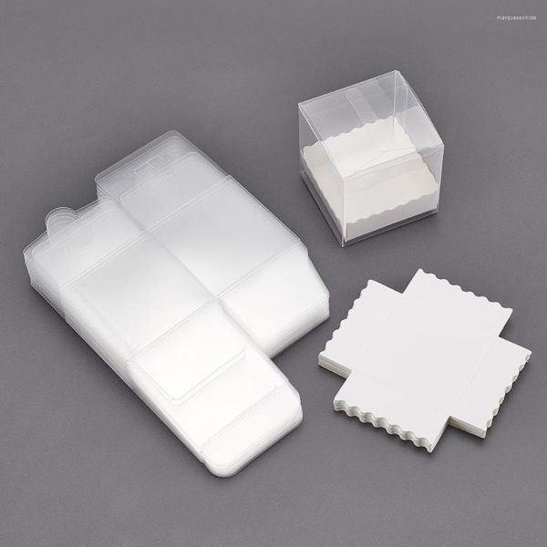 Bolsas de jóias 1 conjunto plástico Caixa de PVC dobrável Clear com papel Pedestal Storage Display Organizer Festas Favors Presentes embalagem