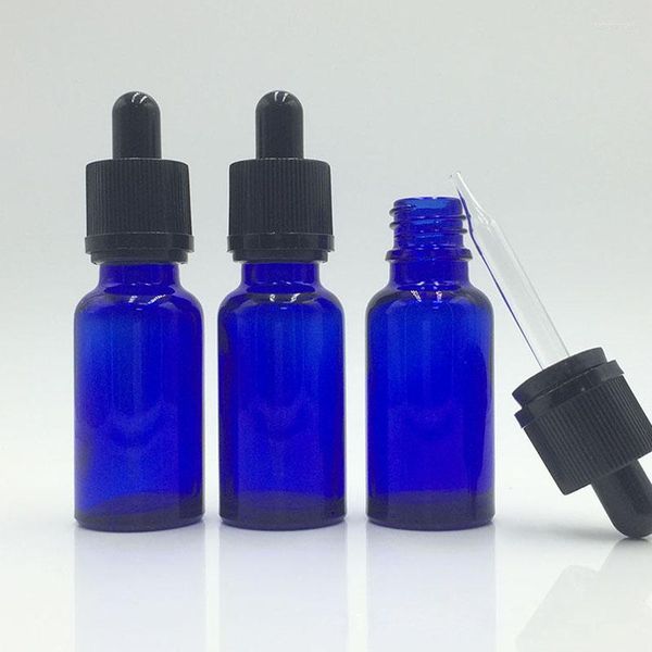 Garrafas de armazenamento garrafa de conta -gotas à prova de criança 30 ml de vidro azul 10ml 15ml 50ml E líquido tubo de cabeça de borracha preta líquida