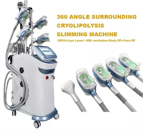 Neue hochwertige Kryolipolyse-Fettgefriermaschine, 360-Grad-Kryo-Körperschlankheitsmaschine mit 4 gleichzeitig arbeitenden Griffen für die Schönheitsausrüstung zur Cellulite-Reduzierung