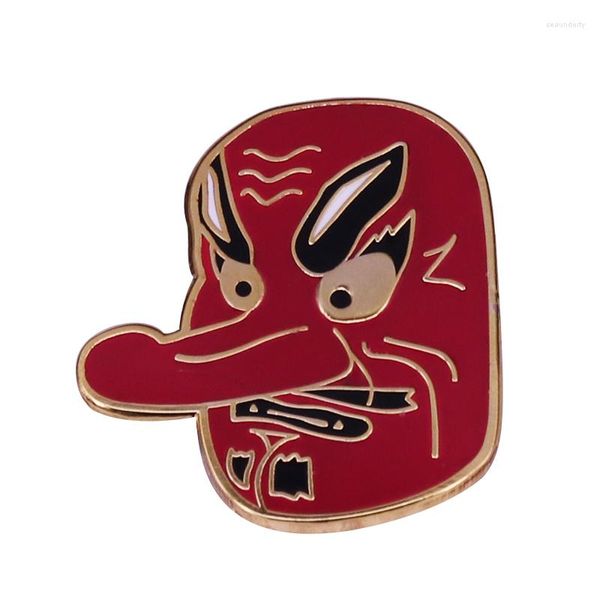 Broschen Japan Tengu Yokai Emaille Pin Dämonen Kagura Maske Brosche Japanische Kultur Seltsame Abzeichen Zubehör