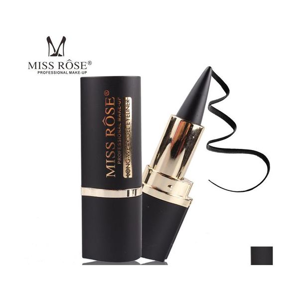 Подводка для глаз Miss Rose Eye Enhancing Black Kajal Stick Твердый густой гель Макияж Гладкая водостойкая Натуральная подводка для дымчатых глаз Drop Доставка H Dhrvy