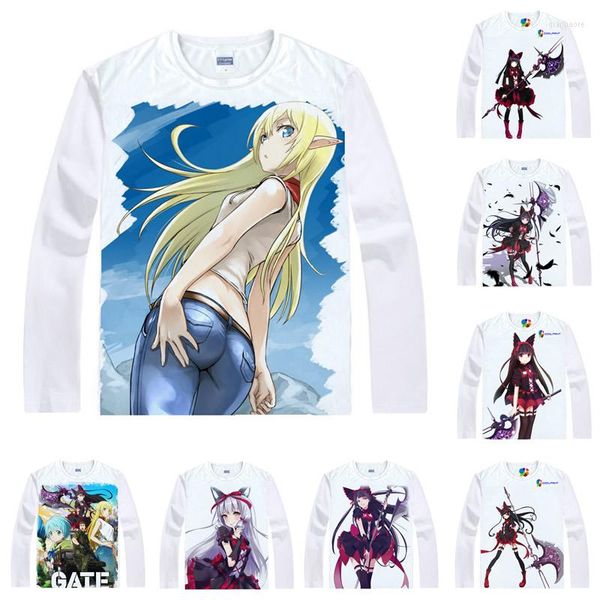 Camisetas masculinas Camisa de anime Cool Print Jieitai kano chi nite kaku tatakaeri camisetas lolita long rory mercury cosplay motiva hentai