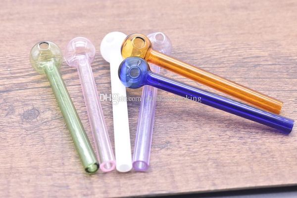 Melhores tubos de vidro de vários coloridos queimadores de óleo de vidro retos Tubos de 10 cm de comprimento de 20 mm de diâmetro para fumantes de fumo de tubo de tabaco