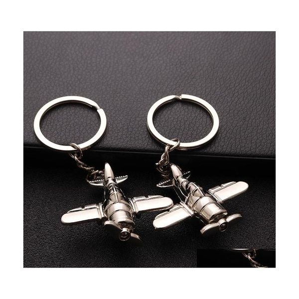 Клавичные кормеры Mini Creative Fighter Fighter Model Model Pendants Diy Jewelry Accessory Charm Metal Car Keyring Holder for Dhmod