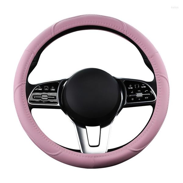 O volante do volante tampa de carro anti-lixo capa de couro universal estilo moda de 38cm rosa