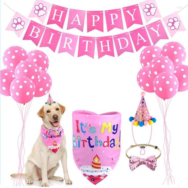 Acessórios para vestuário de cachorro Hat-nó de arco Bandana Bibs Feliz Aniversário Banner Diy Made Artilhado Decoração de Ajustes Ajustados Pet Party Supplies