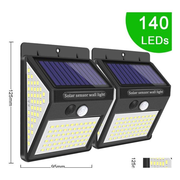 Almofus de inundação Ode 140 LED LED SOLAR LIGHT SOLAR LIGHT MOVIMENTO SENSOR SENSOR EM SENSOR para a parede Decoração PIR Energia à prova d'água Dr Ot6cg