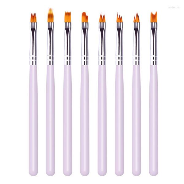 Pincéis de unhas 8pcs/conjunto de artes de pintura francesa desenho para sorriso meia -lua forma de petal de petal de pétal